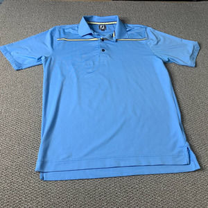 FootJoy Mens Polo Shirt Size Medium Blue Short Sleeve Athletic Fit Golf Pullover
